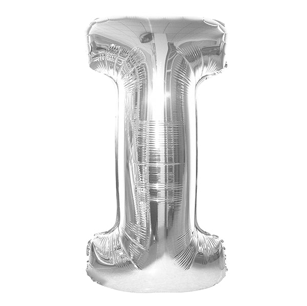 Silver "I" Letter Foil Balloon (86cm) - The Party Marketplace