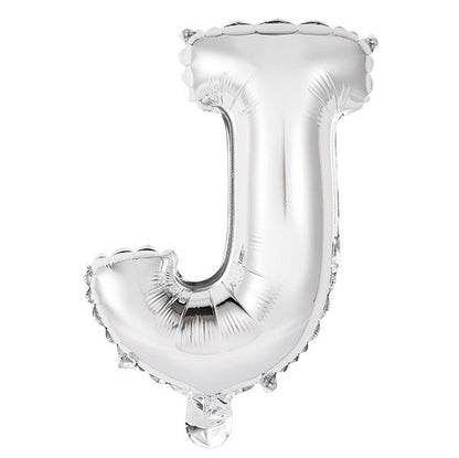 Silver "J" Letter Foil Balloon (35cm) - The Party Marketplace