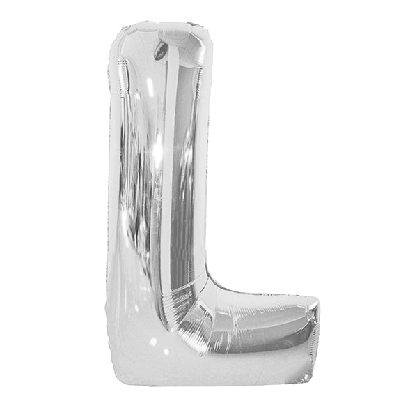Silver "L" Letter Foil Balloon (86cm) - The Party Marketplace