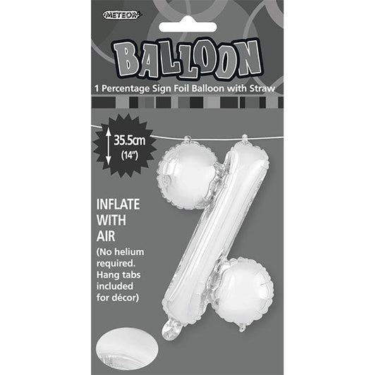 Silver "%" Letter Foil Balloon (35cm) - The Party Marketplace