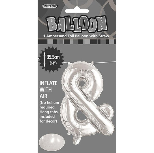 Silver "&" Letter Foil Balloon (35cm) - The Party Marketplace