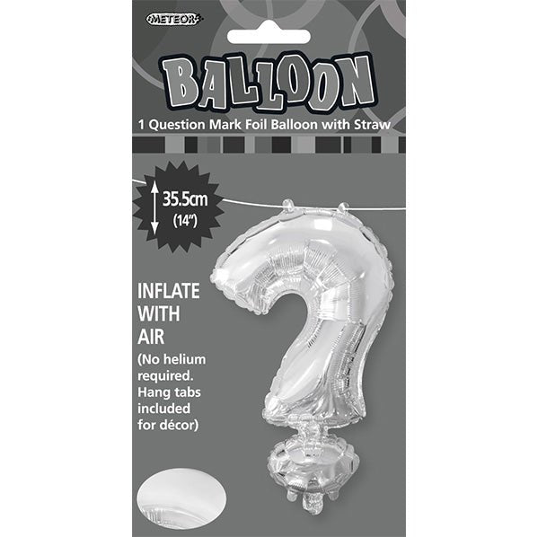 Silver "?" Letter Foil Balloon (35cm) - The Party Marketplace