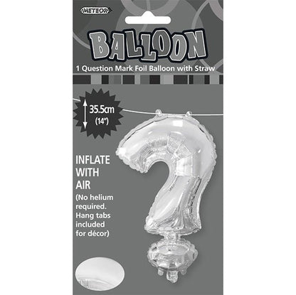Silver "?" Letter Foil Balloon (35cm) - The Party Marketplace