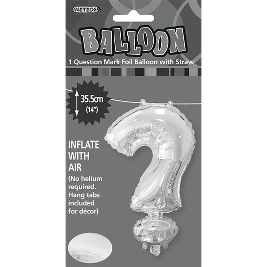 Silver "?" Letter Foil Balloon (35cm) - The Party Marketplace