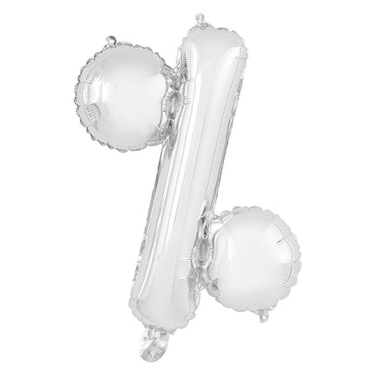 Silver "%" Letter Foil Balloon (35cm) - The Party Marketplace