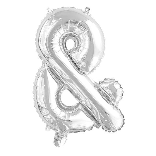 Silver "&" Letter Foil Balloon (35cm) - The Party Marketplace