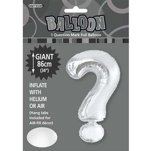 Silver "?" Letter Foil Balloon (86cm) - The Party Marketplace