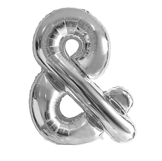 Silver "&" Letter Foil Balloon (86cm) - The Party Marketplace