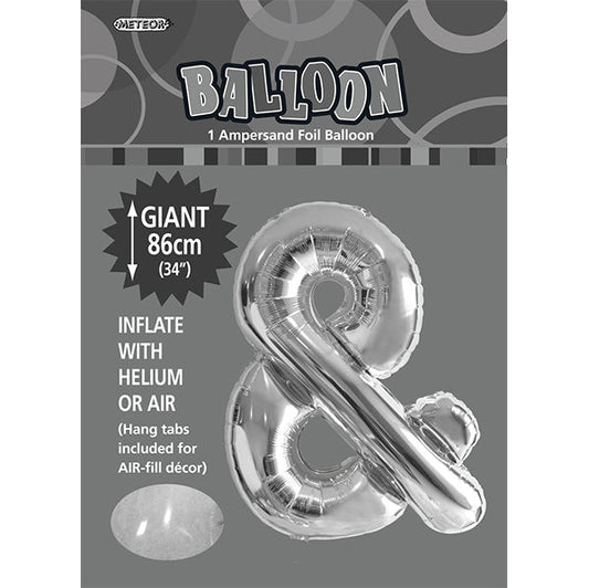 Silver "&" Letter Foil Balloon (86cm) - The Party Marketplace