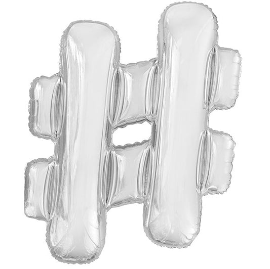 Silver "#" Letter Foil Balloon (86cm) - The Party Marketplace