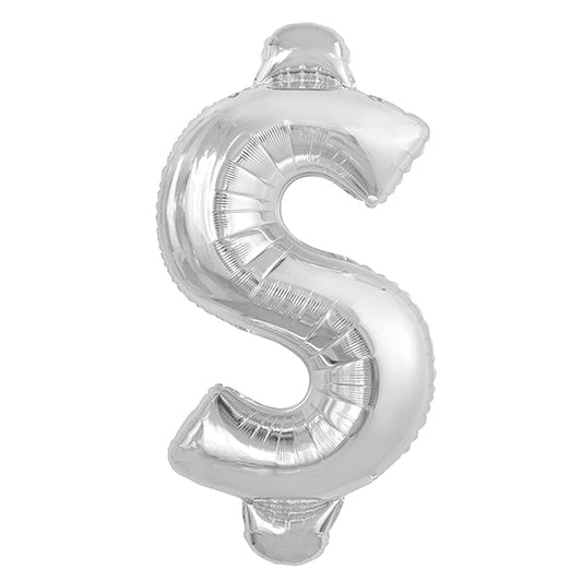 Silver "$" Letter Foil Balloon (86cm) - The Party Marketplace