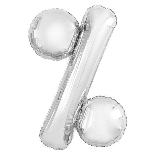 Silver "%" Letter Foil Balloon (86cm) - The Party Marketplace
