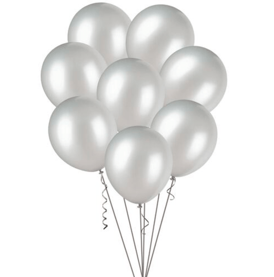 Silver Metallic Balloons 30cm (Pack of 100) - The Party Marketplace