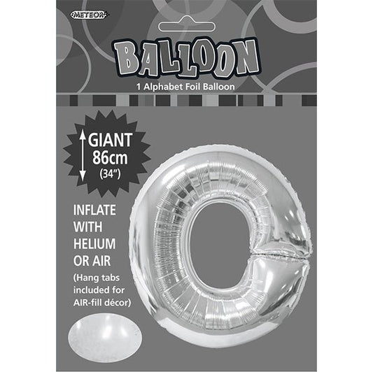 Silver "O" Letter Foil Balloon (86cm) - The Party Marketplace