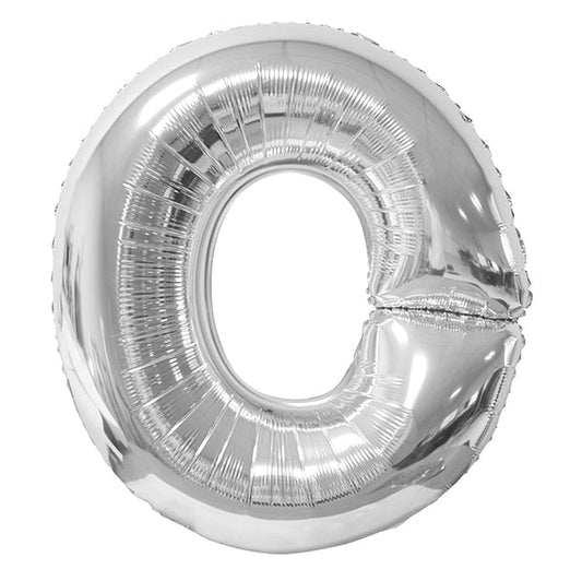 Silver "O" Letter Foil Balloon (86cm) - The Party Marketplace