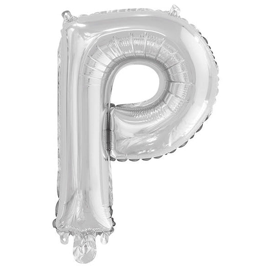 Silver "P" Letter Foil Balloon (35cm) - The Party Marketplace
