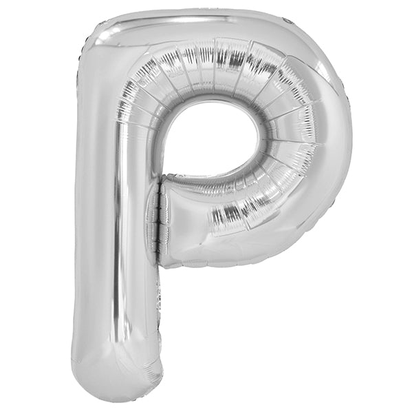 Silver "P" Letter Foil Balloon (86cm) - The Party Marketplace