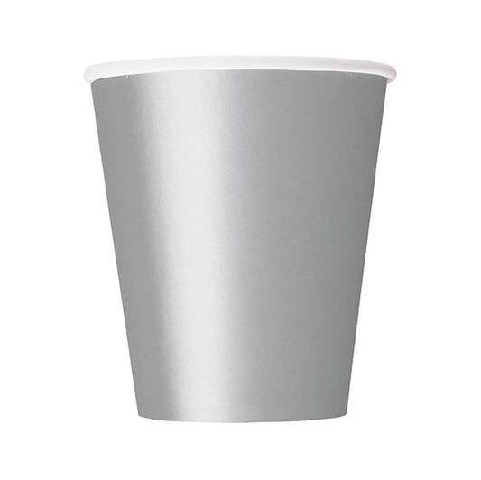 Silver Paper Cups 270ml (Pack of 8) - The Party Marketplace