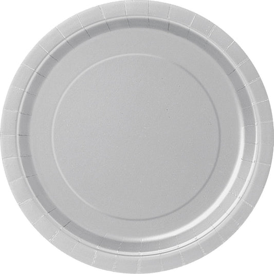 Silver Paper Plates 23cm (Pack of 8) - The Party Marketplace