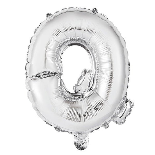 Silver "Q" Letter Foil Balloon (35cm) - The Party Marketplace