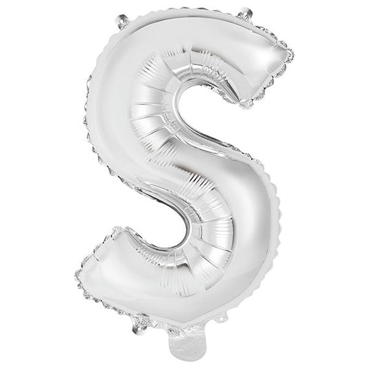 Silver "S" Letter Foil Balloon (35cm) - The Party Marketplace