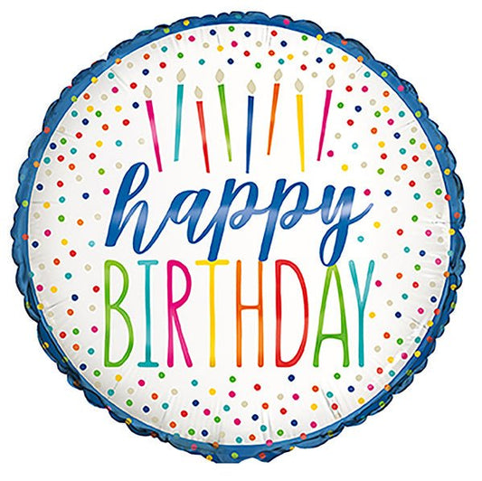 Silver Style "Happy Birthday" Foil Balloon 45cm - The Party Marketplace
