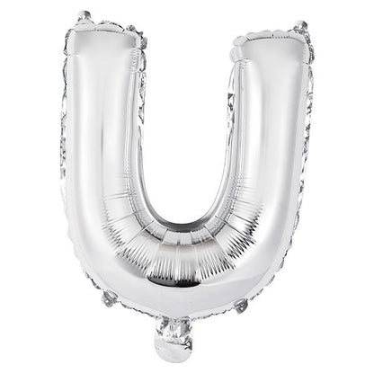 Silver "U" Letter Foil Balloon (35cm) - The Party Marketplace