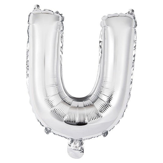 Silver "U" Letter Foil Balloon (35cm) - The Party Marketplace