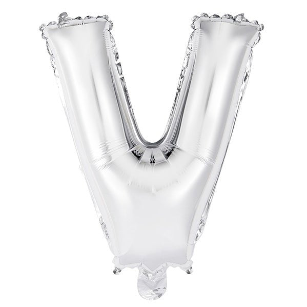 Silver "V" Letter Foil Balloon (35cm) - The Party Marketplace