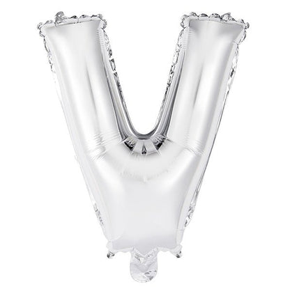 Silver "V" Letter Foil Balloon (35cm) - The Party Marketplace