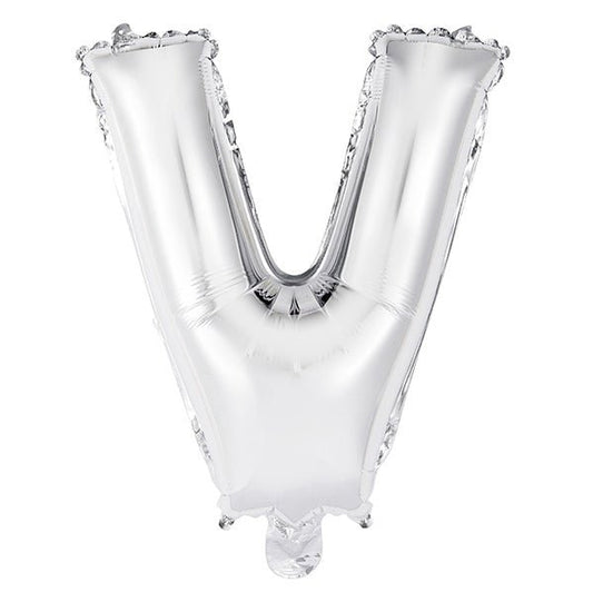 Silver "V" Letter Foil Balloon (35cm) - The Party Marketplace