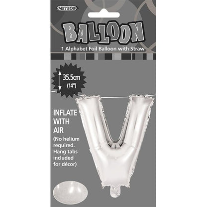 Silver "V" Letter Foil Balloon (35cm) - The Party Marketplace