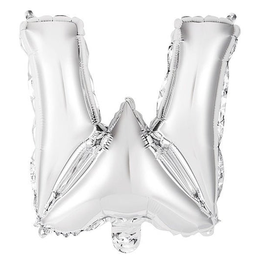 Silver "W" Letter Foil Balloon (35cm) - The Party Marketplace