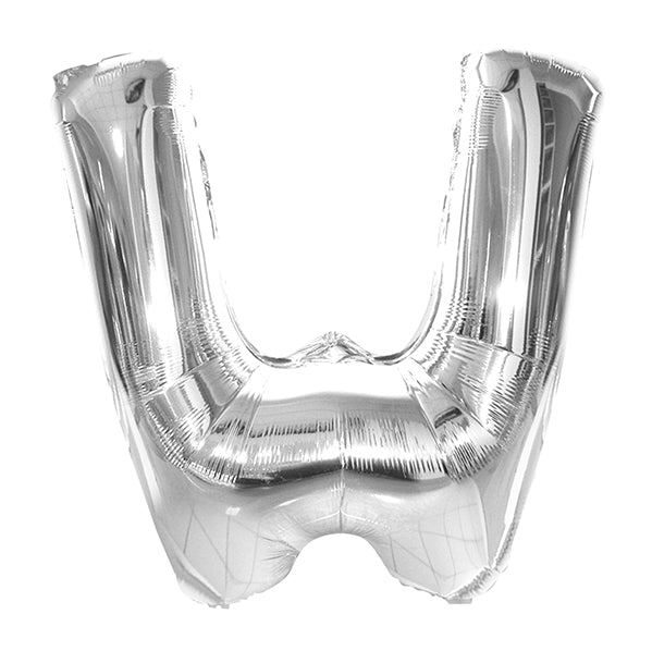Silver "W" Letter Foil Balloon (86cm) - The Party Marketplace