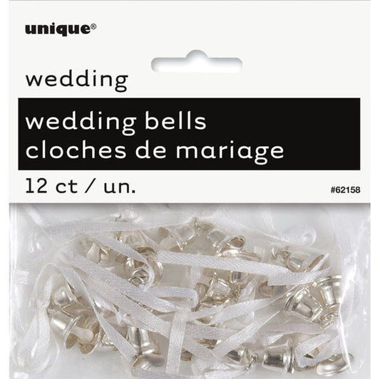 Silver Wedding Bells (Pack of 12) - The Party Marketplace