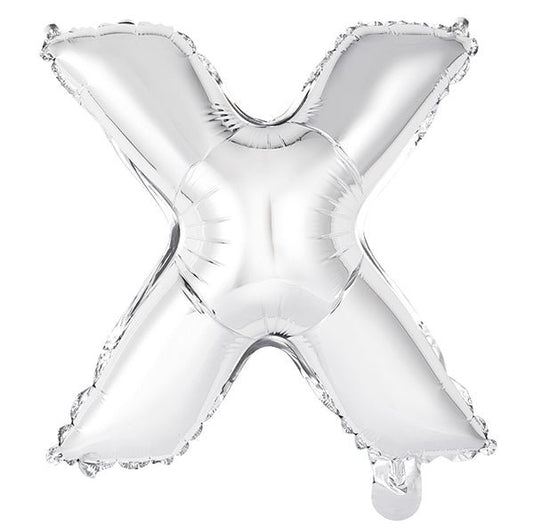 Silver "X" Letter Foil Balloon (35cm) - The Party Marketplace