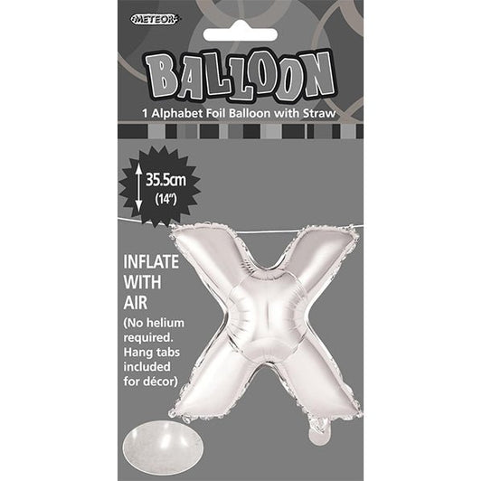 Silver "X" Letter Foil Balloon (35cm) - The Party Marketplace