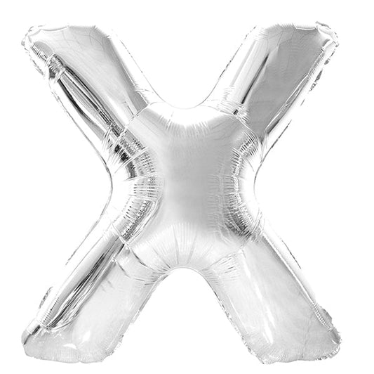 Silver "X" Letter Foil Balloon (86cm) - The Party Marketplace