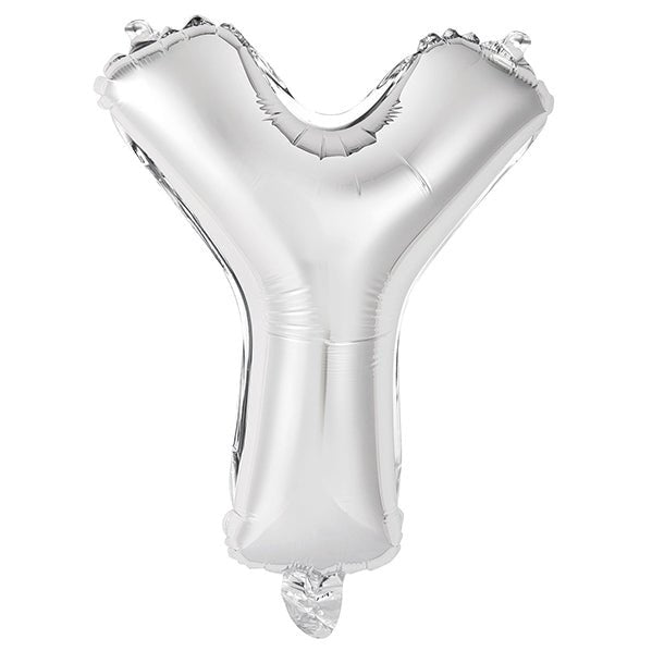 Silver "Y" Letter Foil Balloon (35cm) - The Party Marketplace