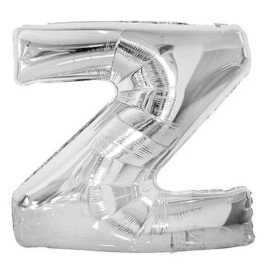 Silver "Z" Letter Foil Balloon (86cm) - The Party Marketplace