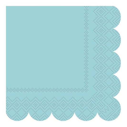 Sky Blue Scalloped Edge Luncheon Napkins (Pack of 16) - The Party Marketplace