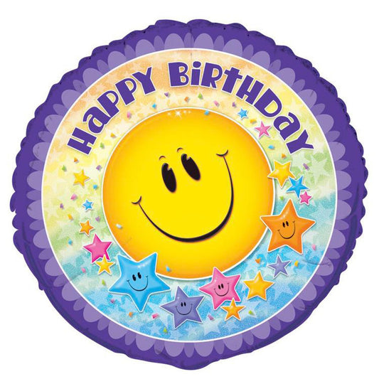 Smiley Stars Foil Balloon 45cm - The Party Marketplace