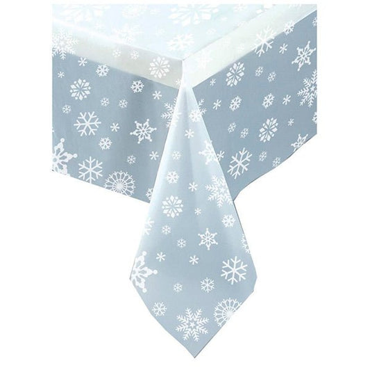 Snowflakes Clear Printed Tablecover 137cm x 213cm - The Party Marketplace