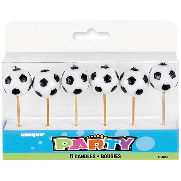 Soccer Ball Pick Candles (Pack of 6) - The Party Marketplace