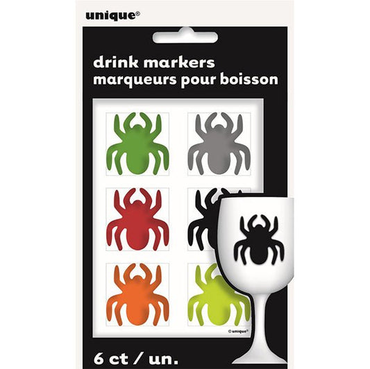 Spider Beverage Glass Clings (Pack of 6) - The Party Marketplace