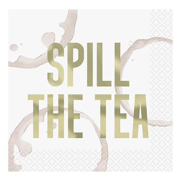 "Spill The Tea" Foil Stamped Beverage Napkins (Pack of 16) - The Party Marketplace