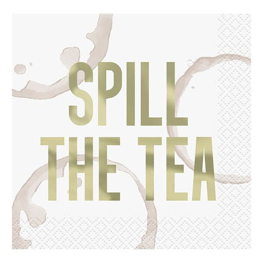 "Spill The Tea" Foil Stamped Beverage Napkins (Pack of 16) - The Party Marketplace