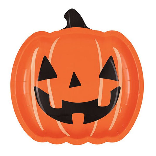 Spooky Spirits Pumpkin Shaped Paper Plates 23cm (Pack of 8) - The Party Marketplace
