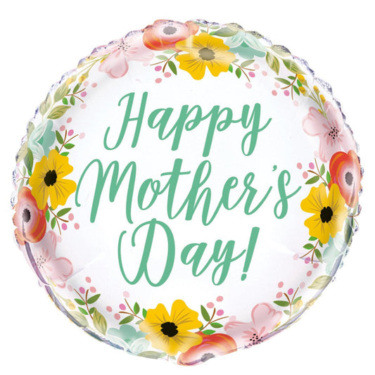 Spring Floral "Happy Mother's Day" Foil Balloon 45cm - The Party Marketplace