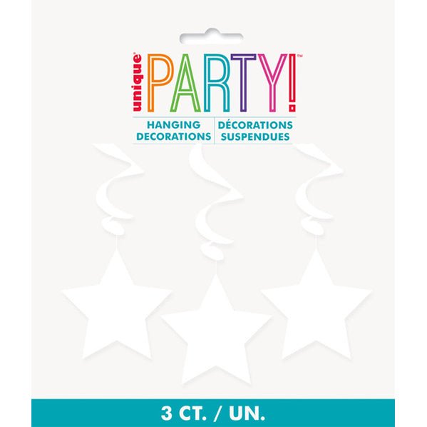 Star Hanging Swirls - Bright White (Pack of 3) - The Party Marketplace